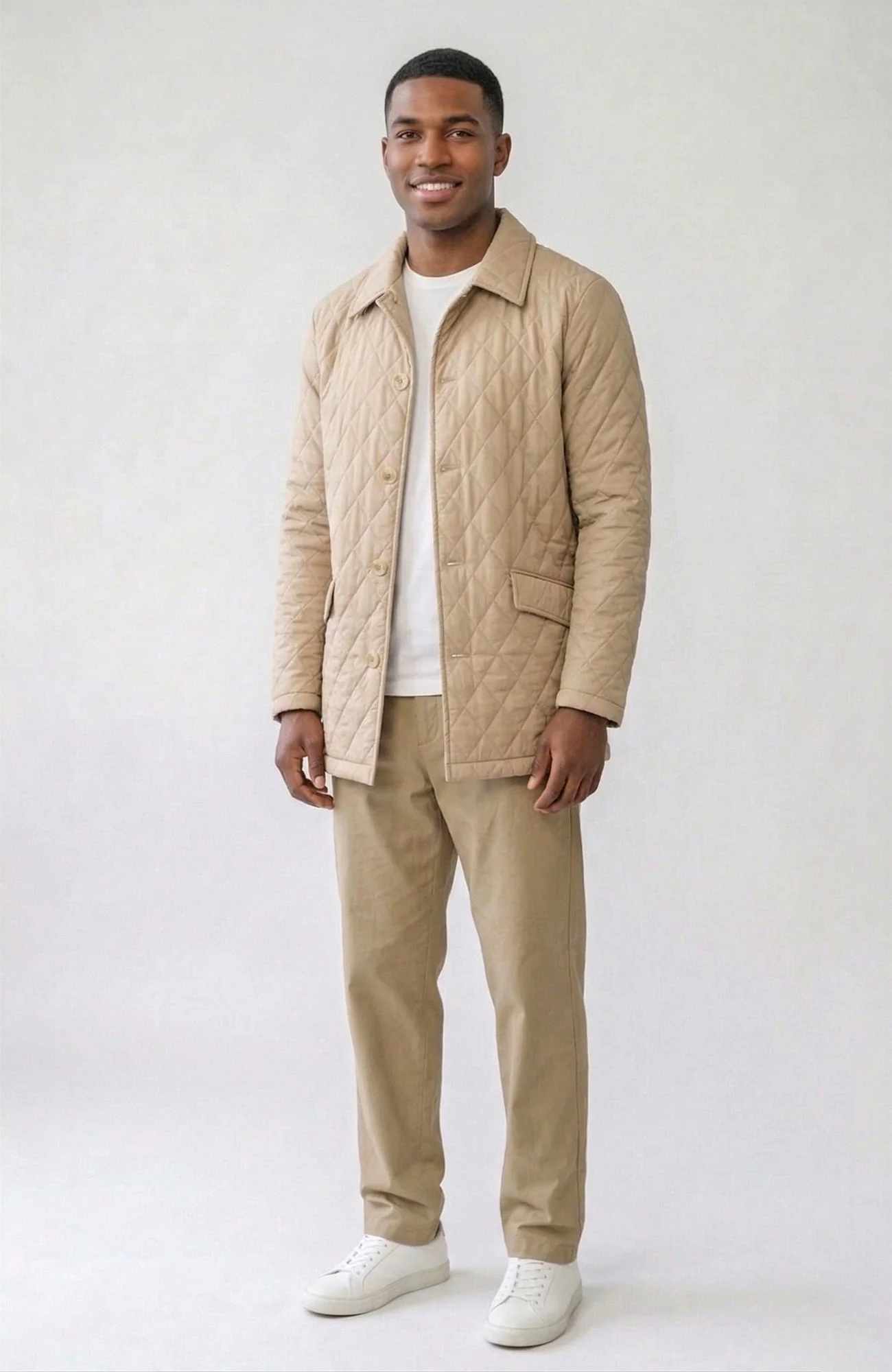 Byron Tan Diamond Quilted Carcoat - Image 3