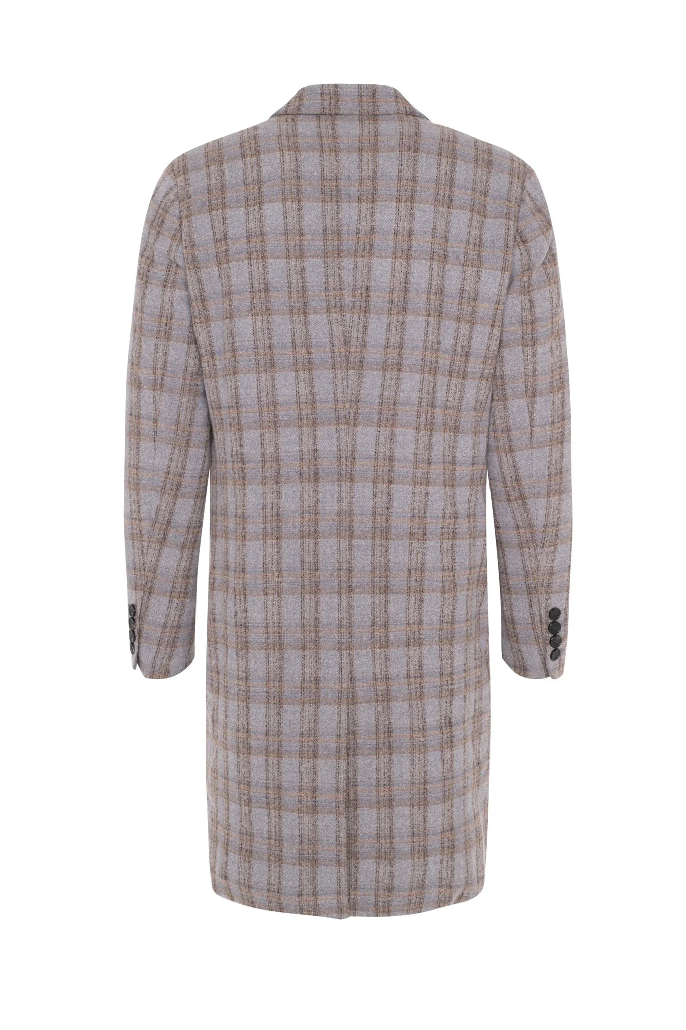Maine Grey Plaid Double Breast Overcoat - Image 3