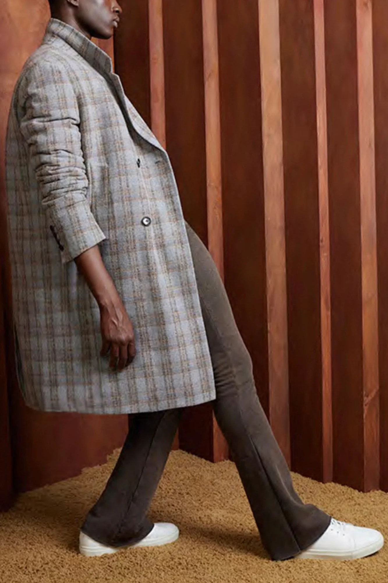 Maine Grey Plaid Double Breast Overcoat - Image 4