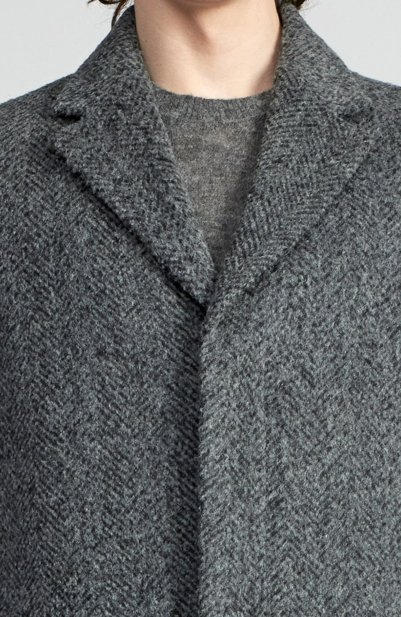 Mercer Alpaca & Cashmere Charcoal Herringbone Topcoat - Image 5