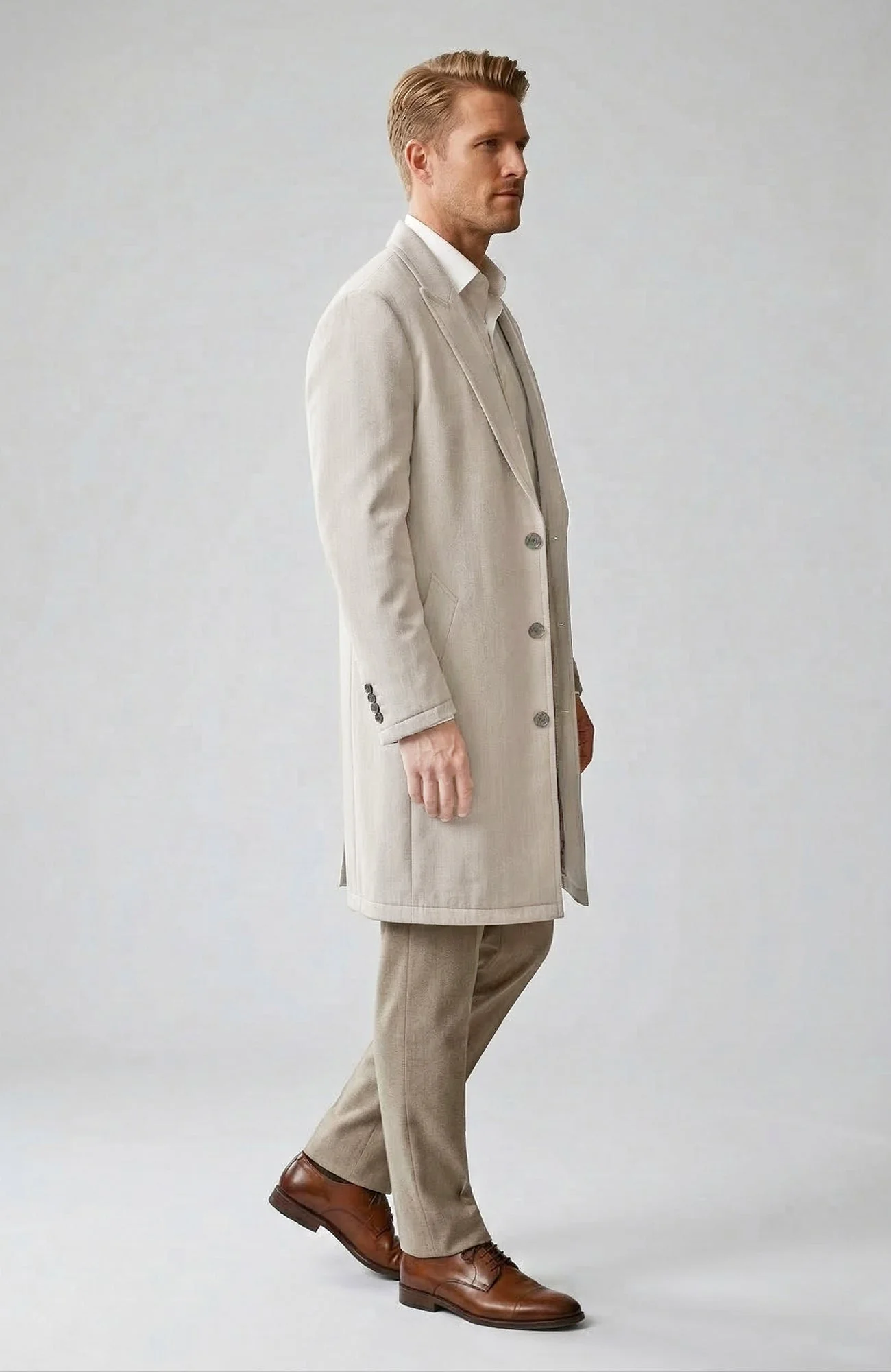Mercury Stone Herringbone Silk and Wool Topcoat - Image 3