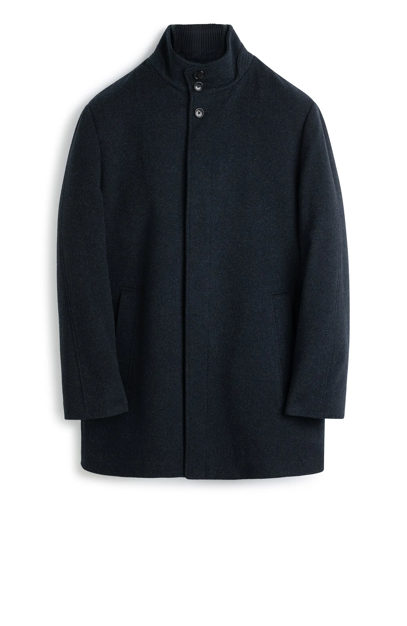 Mont-Royal Navy Melange Wool & Cashmere Car Coat - Image 3